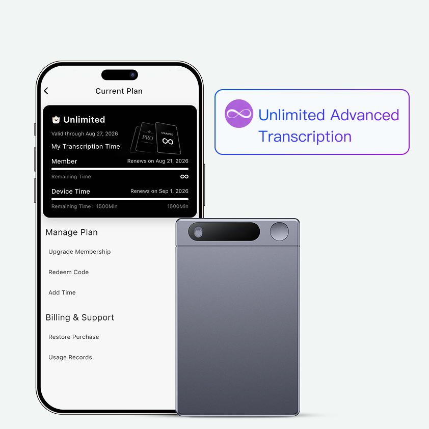 Recolx AI Voice Recorder M1 & AI Annual Unlimited Plan